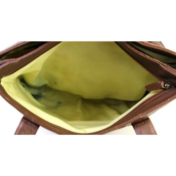 VINTAGE ORVIS PEBBLED BROWN GENUINE LEATHER TOTE SHOULDER BAG HANDBAG PURSE - Picture 8 of 9